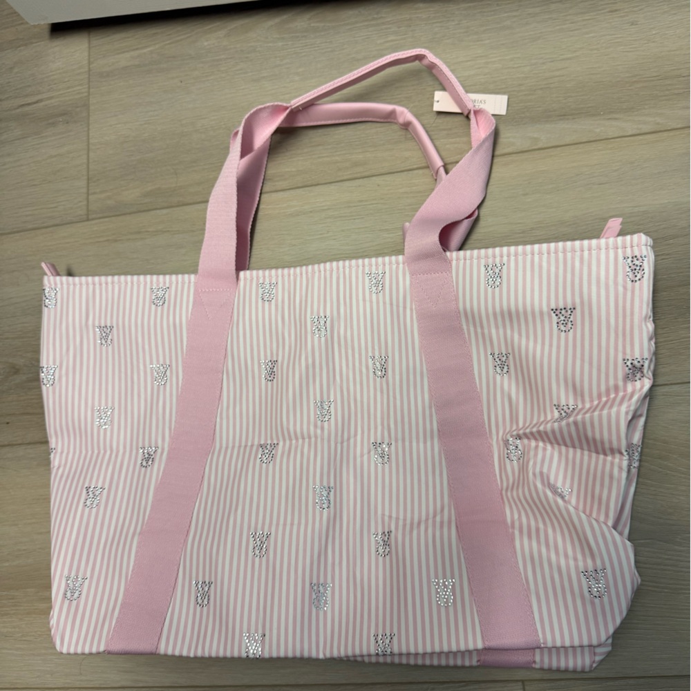 NWT VS Pink Striped Tote Bag